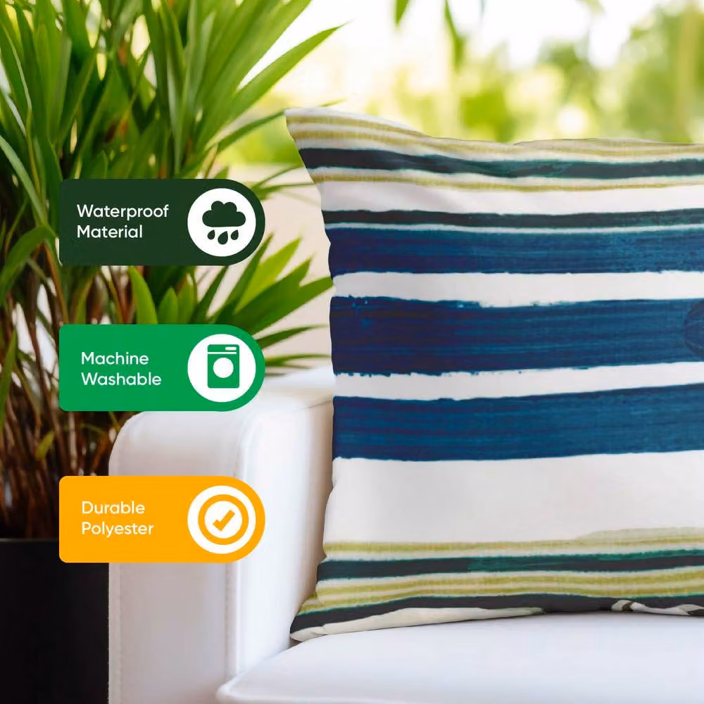 Gardenwize Pack of 2 Multicolour Striped Outdoor Scatter Cushions with Removable Washable Covers – 5