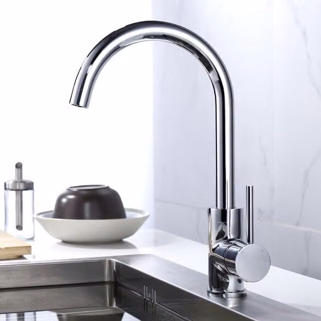 Nes Home Chrome Swivel Spout Monobloc Kitchen Mixer Tap in Silver