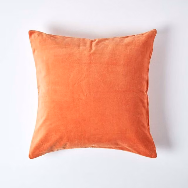 Homescapes Velvet Cushion Cover in Orange, W/D/H: 40 x 40 x 40 cm