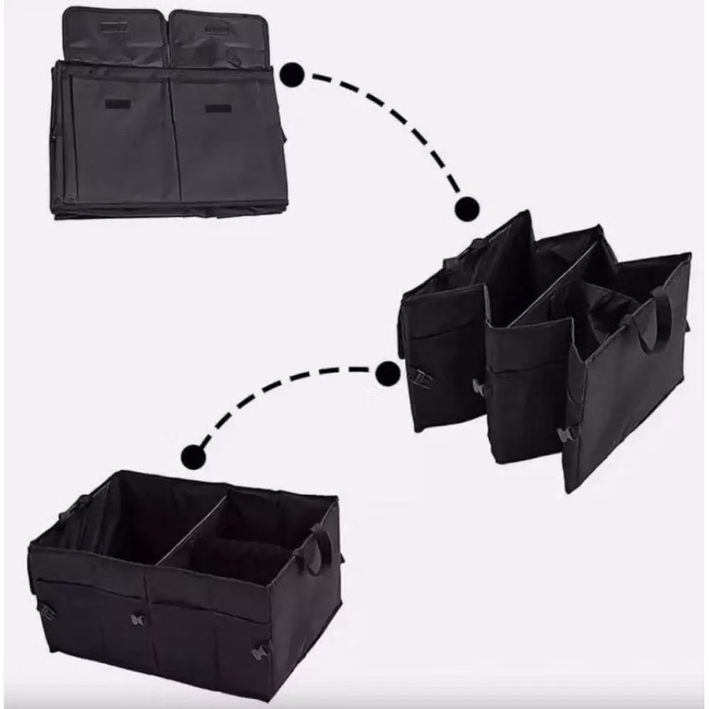 NESTLUNE Foldable and Portable Heavy Duty Car Boot Organiser in Black – 3