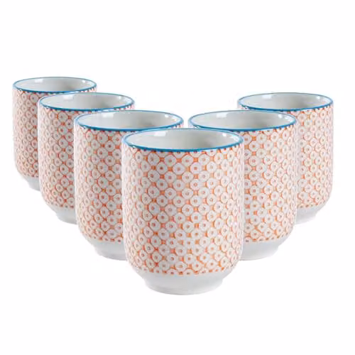 Nicola Spring Hand-Printed Tumblers, Orange, 280ml, Pack of 6