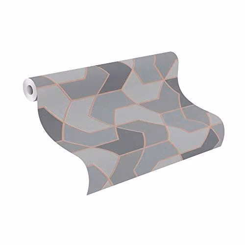 Rasch Modern Geometric Abstract Wallpaper in Grey and Gold – 2