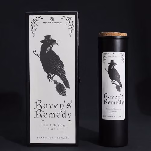 Serenityy Ancient Wisdom Raven's Remedy Ritual Pillar Candle in Black and Multicolour – 2
