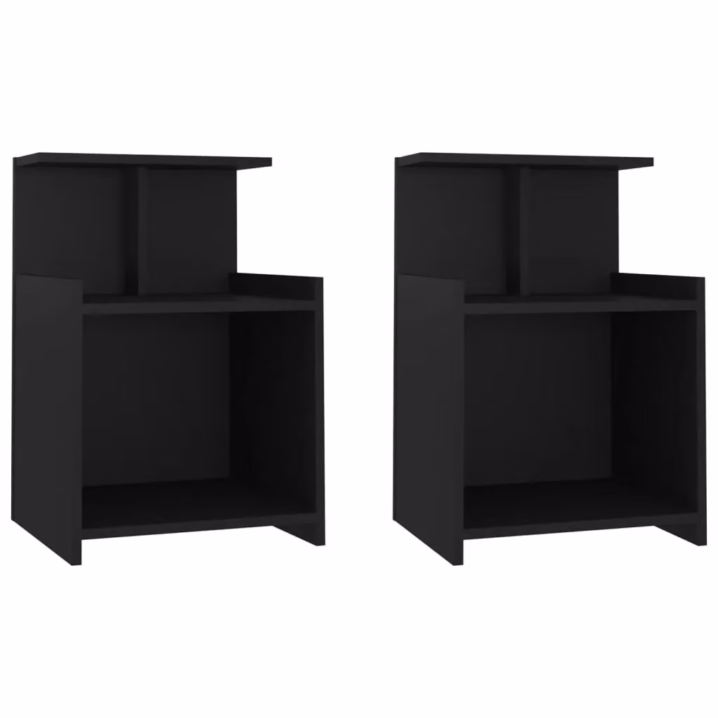 Berkfield Home Set of 2 Black Bedside Cabinets in Engineered Wood W/D/H: 40 x 35 x 60 cm – 2