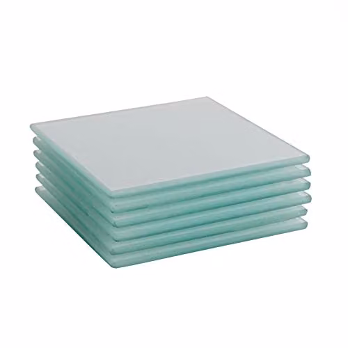 Harbour Housewares Square Glass Coasters in White, Pack of 6, 10 cm