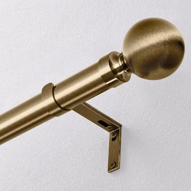Terrys Straight Metal Eyelet Curtain Pole with Ball Finial in Gold or Bronze, 28mm