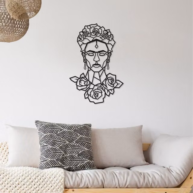 Decortie Modern Floral Metal Wall Art in Black and Gold