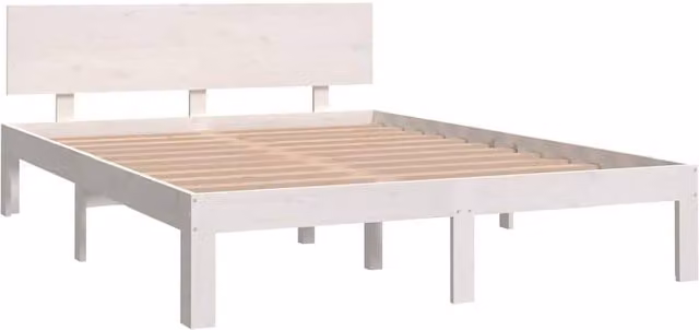 Berkfield Home Beautiful King Size Bed Frame in White Solid Pine Wood, W/D/H: 150 x 200 cm