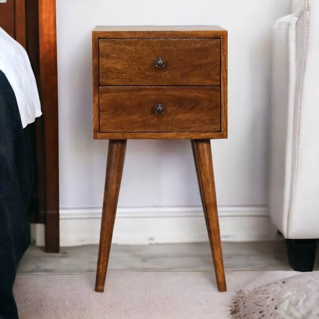 Artisan Furniture Mango Wood 2 Drawer Bedside Table in Brown