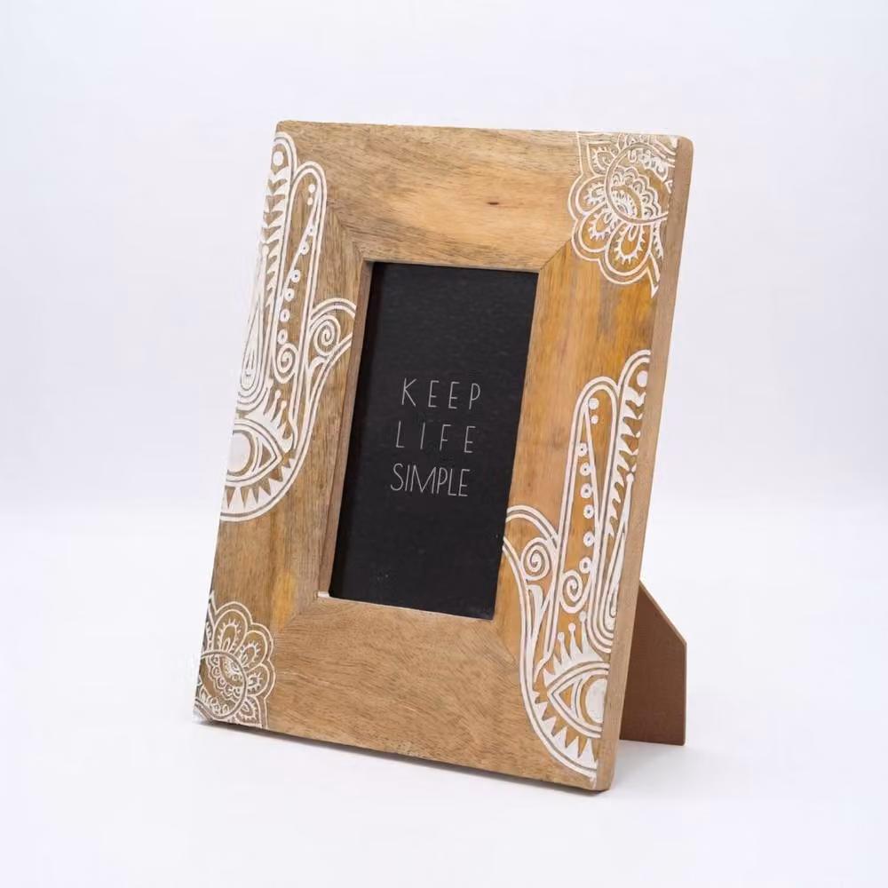 KDMD Hansa Rectangular White and Brown Mango Wood Picture Frame for 10x15cm Photos – 4