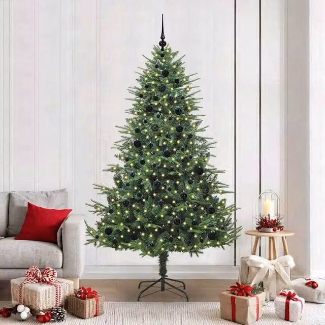 Berkfield Home Artificial Pre-lit Christmas Tree with Ball Set, Green, Height: 210 cm – 1