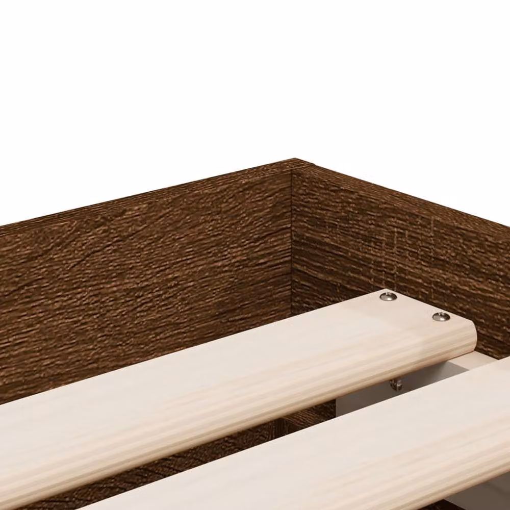 Berkfield Home Small Single Bed Frame with Drawers in Brown Oak, W: 75 cm, L: 190 cm – 4
