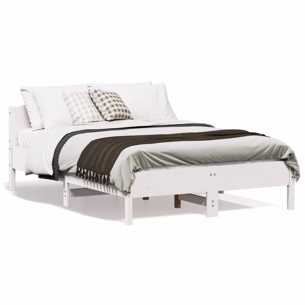 Berkfield Home Beautiful Solid Wood Bed Frame with Lift Up Base, White, W/D/H: 140 x 190 x 74.5 cm – 2