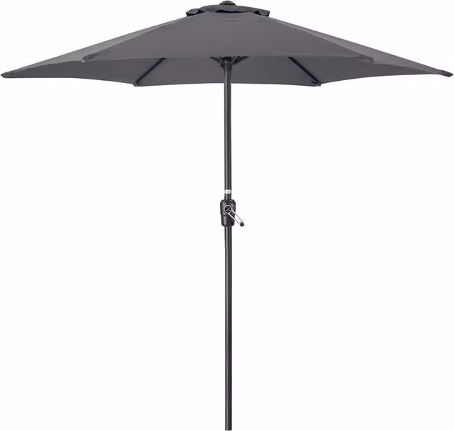 Christow Grey Garden Parasol Umbrella with Steel Frame and Polyester Canopy, Diameter: 240 cm