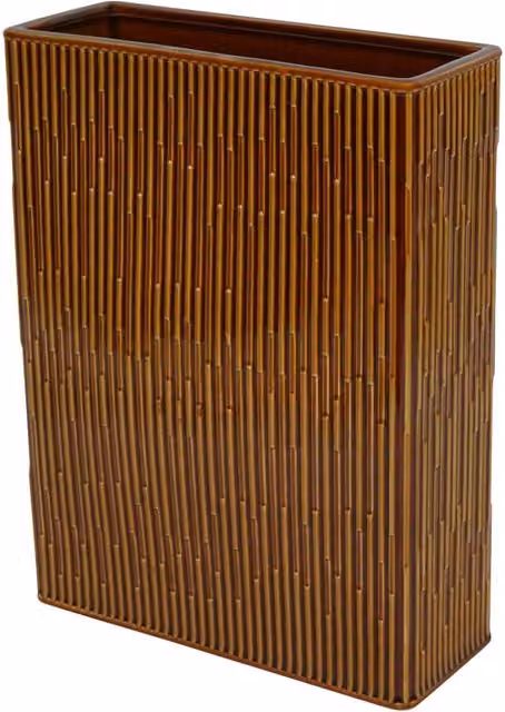 Libra Interiors Elk Square Glazed Ceramic Vase in Terracotta Brown, W/D/H: 12.0 x 12.0 x 35.0 cm – 1