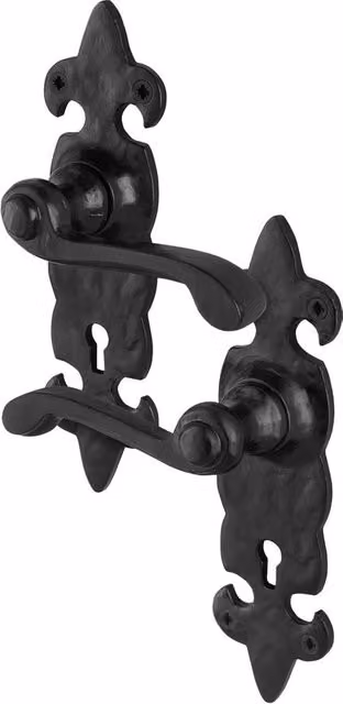 AFIT Black Antique Cast Iron Key Lock Door Handles with Backplate, 1 Pair, W/D/H: 15 x 15 x 1.5 cm