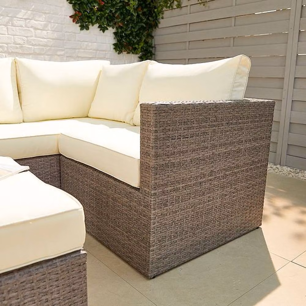 Moderna 4 Seater Rattan Garden Corner Sofa Set in Grey with Upholstered Cushions and Powder Coated Aluminium Frame – 2