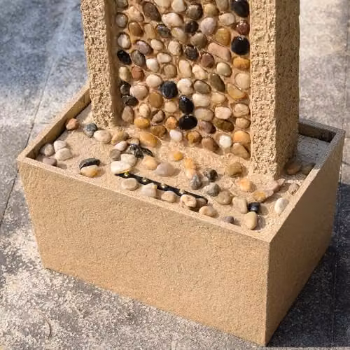 Teamson Home Brown Outdoor Water Feature Tall Waterfall Fountain with Warm LED Lights and Layered Rock Design, H: 91.95 cm x W: 21.59 cm x D: 21.59 cm – 5