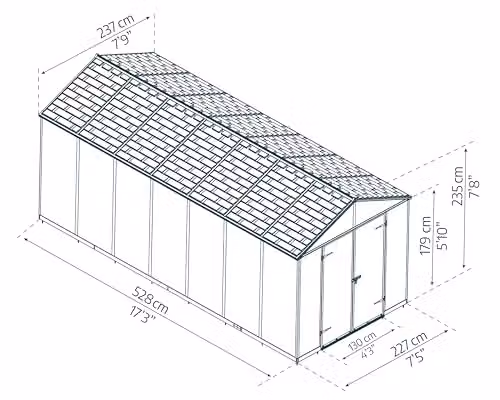 Canopia by Palram Rubicon Modern Gable Shed, Dark Grey, W: 232 cm, D: 237 cm, H: 237 cm – 3