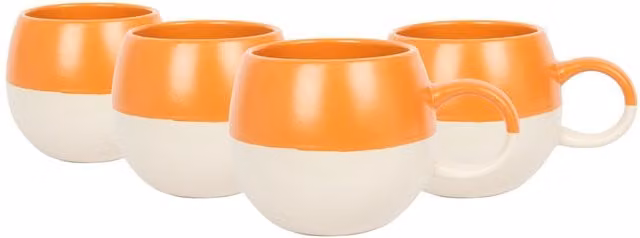Nicola Spring Dipped Stoneware Sphere Mugs, Orange, Pack of 4, 340ml