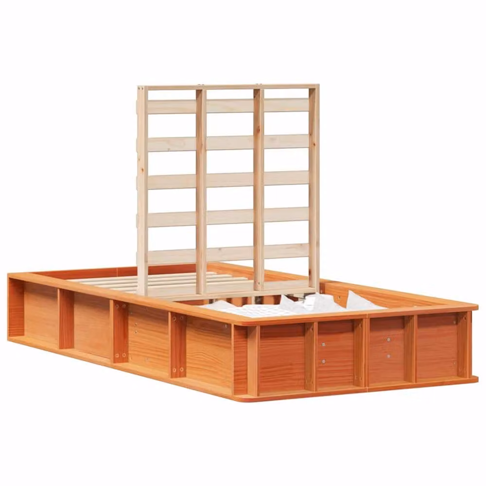 Berkfield Home Solid Pine Wood Bed Frame with Lift-Up Storage, Wax Brown, W: 100 cm, L: 200 cm – 3