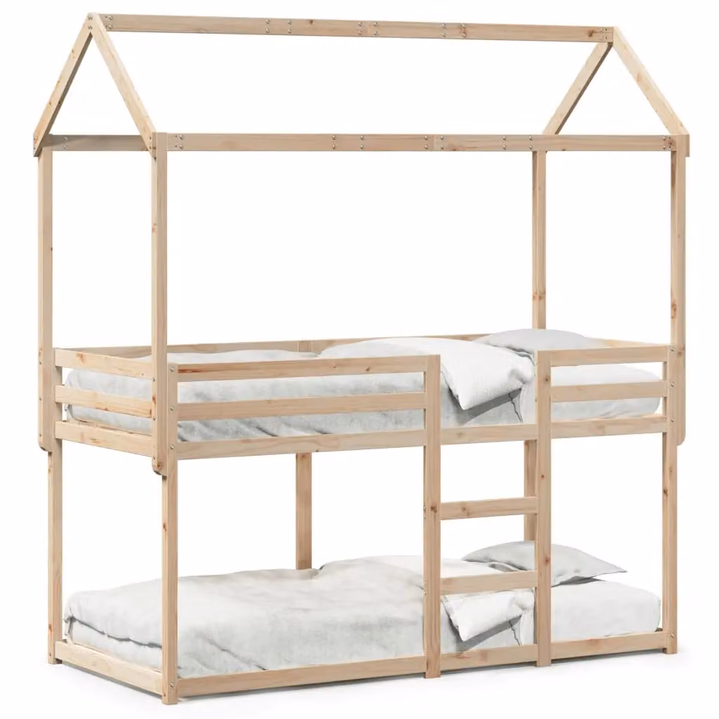 Berkfield Home Rustic Solid Wood Pine Bunk Bed in Brown, W/D/H: 80 x 200 cm – 2