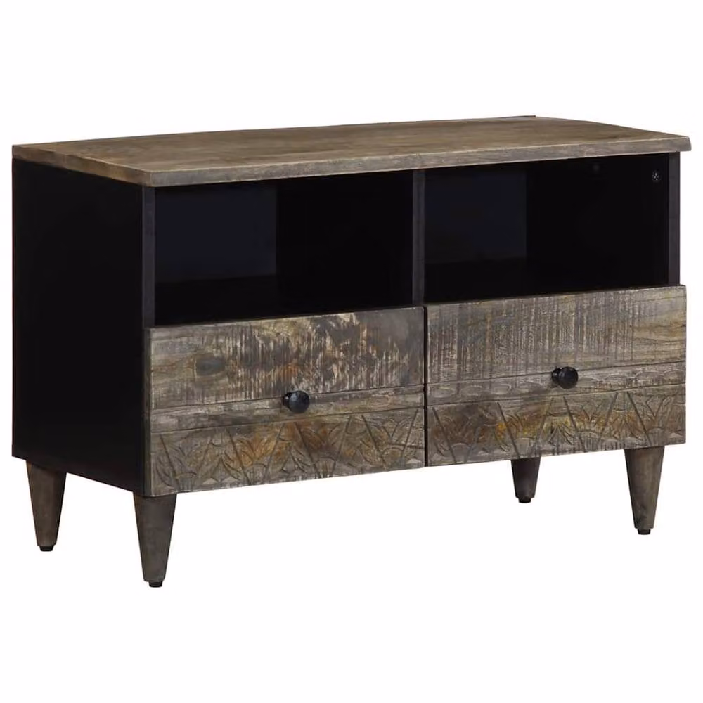Berkfield Home Light Grey Mango Wood TV Cabinet W/D/H: 70 x 33.5 x 46 cm – 2