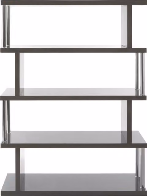 Orsina 4 Tier Wide Shelf Unit in White Gloss and Grey, Modern Freestanding Metal Shelving, W/D/H: 120 x 40 x 160 cm – 1