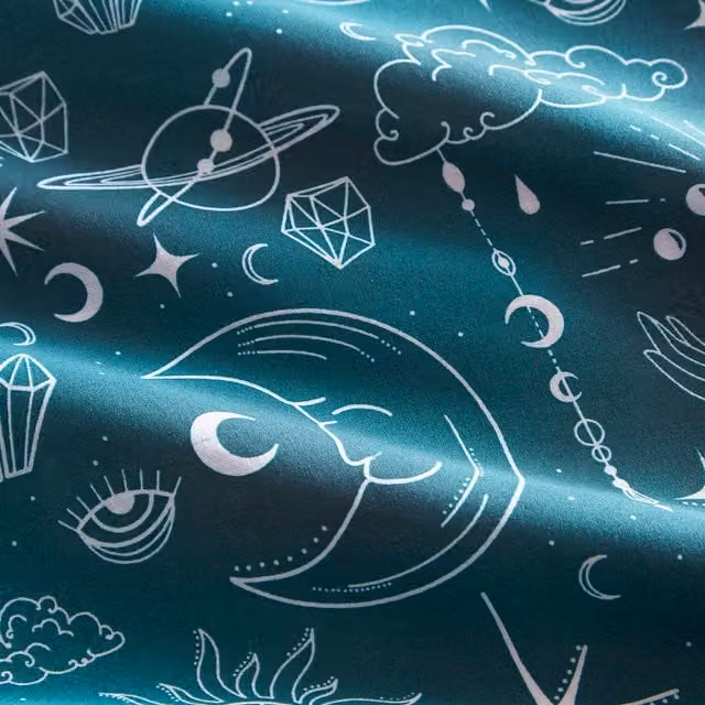 Charlotte Thomas Celestial Duvet Cover and Pillowcase Set, Petrol Blue Star Graphic, W: 180 cm x D: 200 cm