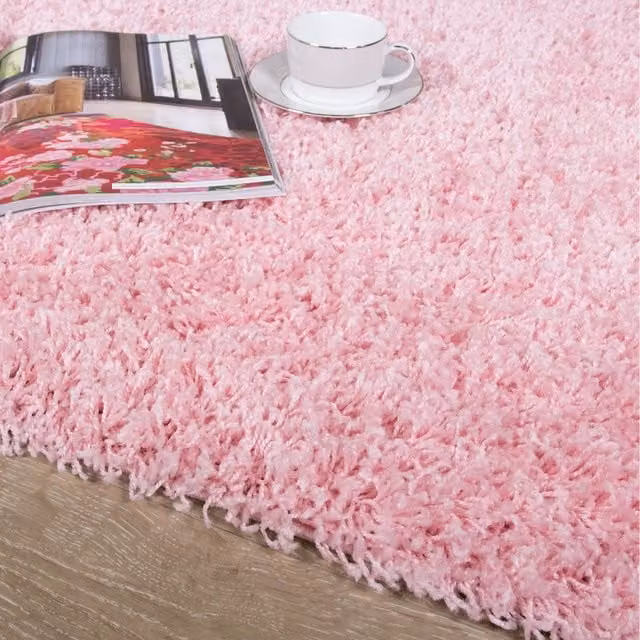 The Rug House Soft Value Shaggy Square Rug in Pink, W x D: 135 x 135 cm