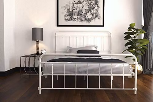 DHP Furniture Wallace Vintage Metal Bed in White, W/D/H: 180 x 200 x 117 cm – 3