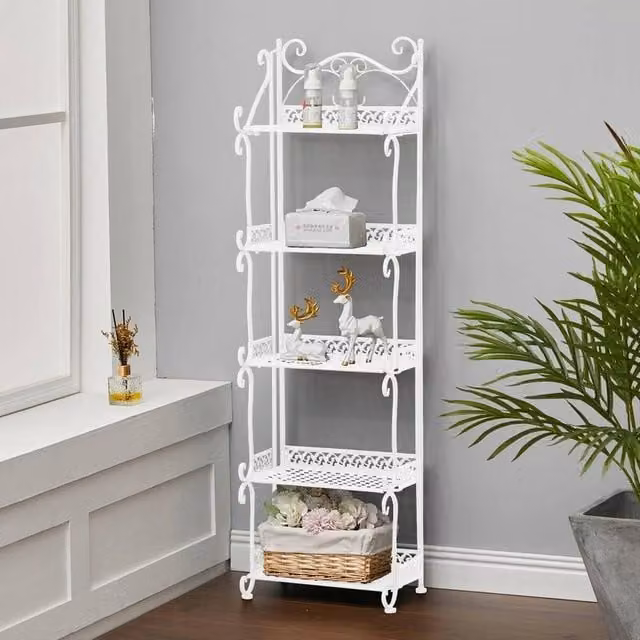 EONLION 5 Tier Freestanding Metal Bathroom Storage Shelf in White – 1