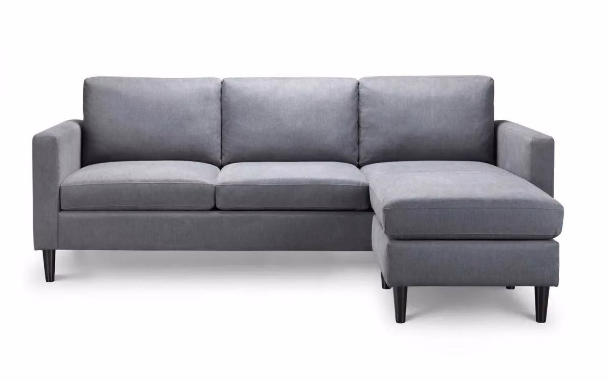 Ashfield Reversible Grey Linen L-Shape Corner Sofa with Matching Ottoman – 2