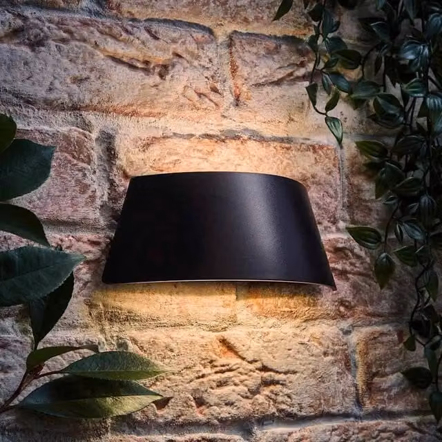 EONLION Black Curved Outdoor LED Wall Light, IP65 Up and Down Lighting for Gardens – 1