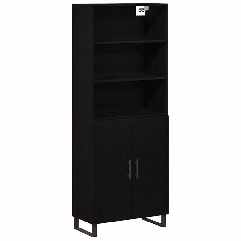 Berkfield Home Black Oak Highboard W/D/H: 69.5 x 34 x 180 cm