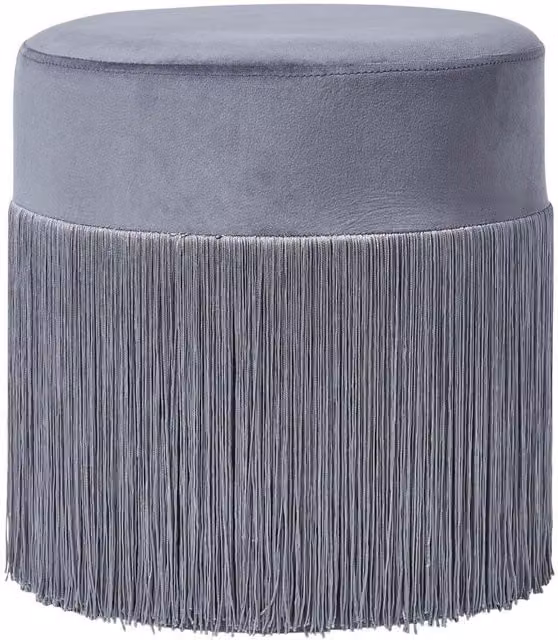 Homescapes Buckingham Grey Velvet Cylindrical Pouffe W/D/H: 39 x 36 x 39 cm