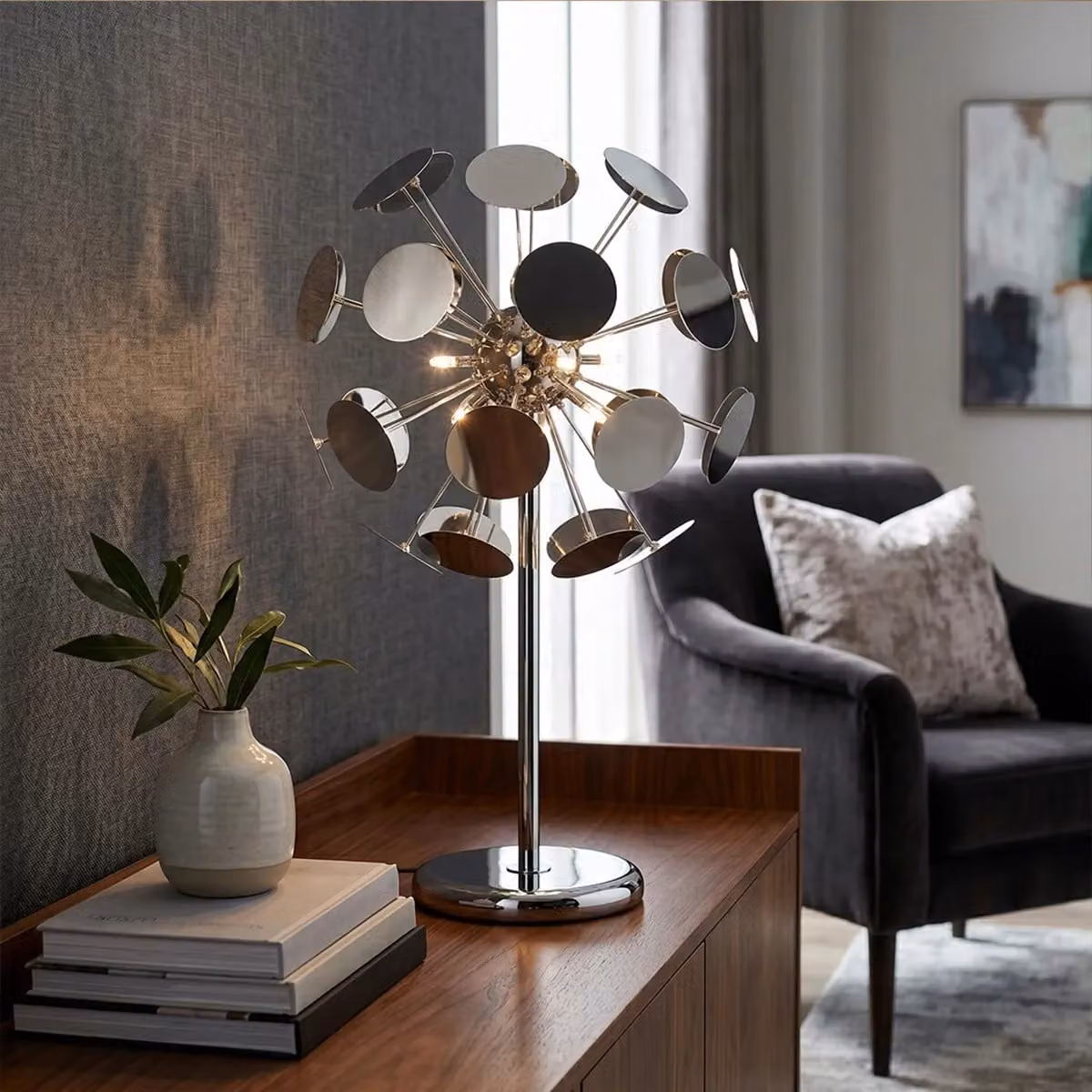Orsina Disc Table Lamp in Chrome Silver – 3
