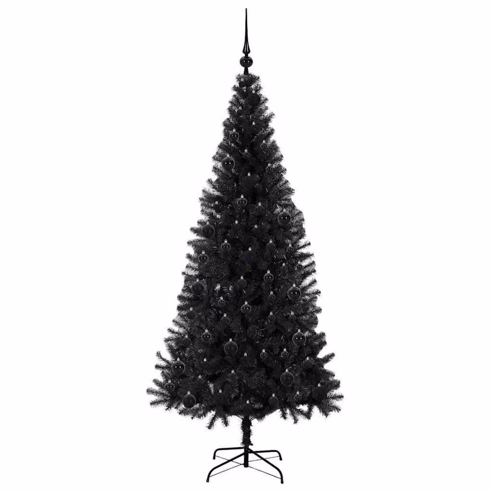 Berkfield Home Lush Christmas Tree with 300 LEDs and Stand, Black, Height: 180 cm – 4