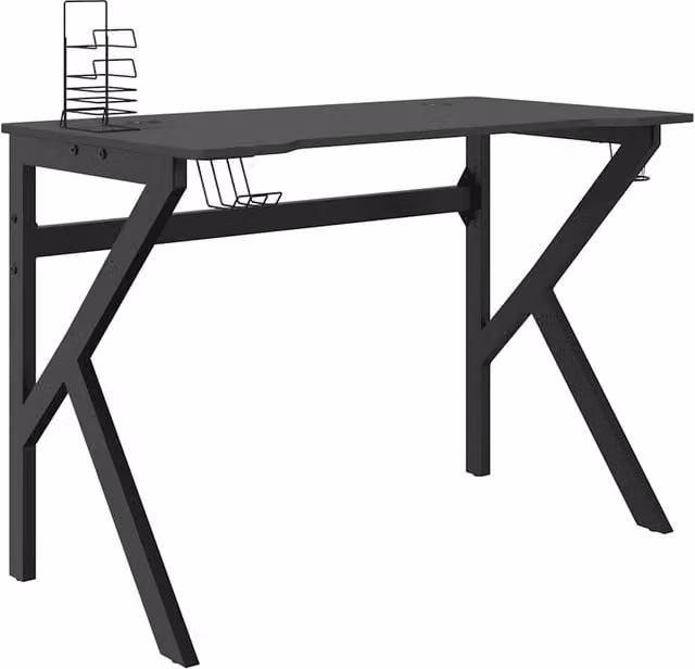 Berkfield Home Gaming Desk with K Shape Legs, Black, W/D/H: 110 x 60 x 75 cm