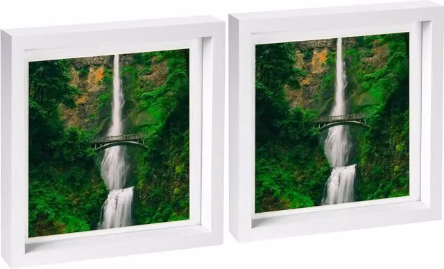 Nicola Spring Pack of 2 White Square 3D Box Photo Frames with Glass and 25.4 x 25.4 cm Mounts
