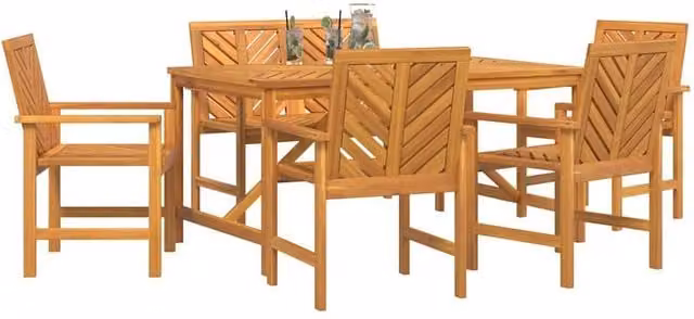 Berkfield Home Modern 5 Piece Acacia Wood Garden Dining Set in Brown – 1