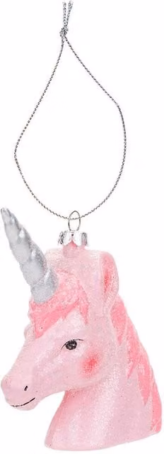 VFM e-Store Pink Glitter Unicorn Christmas Tree Ornament, H 13 cm x W 9 cm x D 4 cm – 1