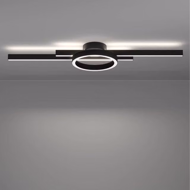 Eglo Amandolo Flush LED Ceiling Light, Dimmable RGBW Modern Round Fitting in Black