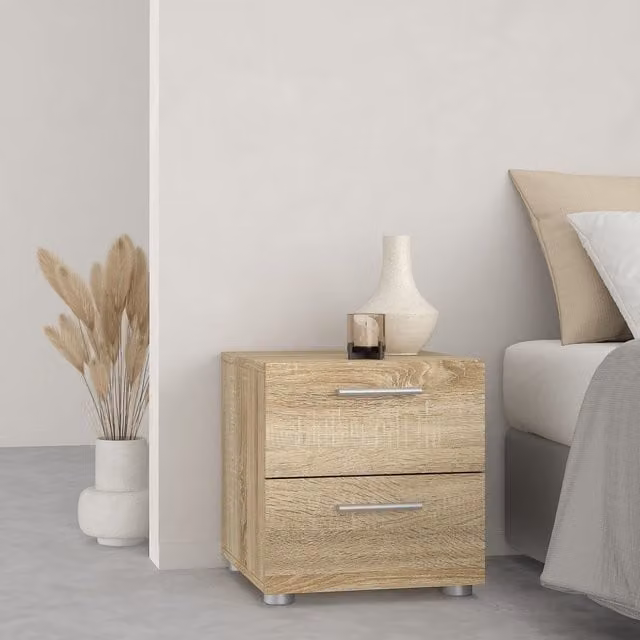 Furniture To Go Pepe 2-Drawer Bedside Table in Oak Brown