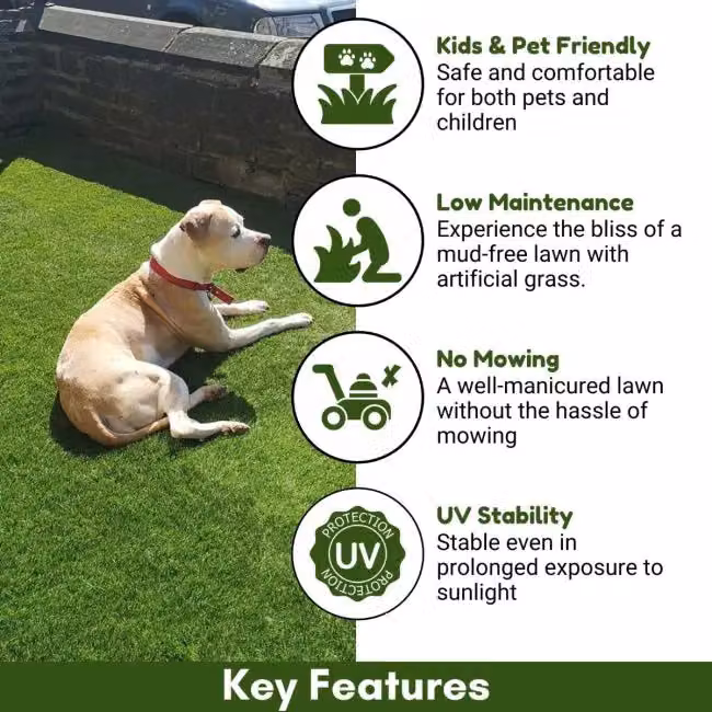 Artificial Grass GB Velvet 40mm Super Soft Artificial Grass in Green, W: 200 cm, D: 400 cm – 2