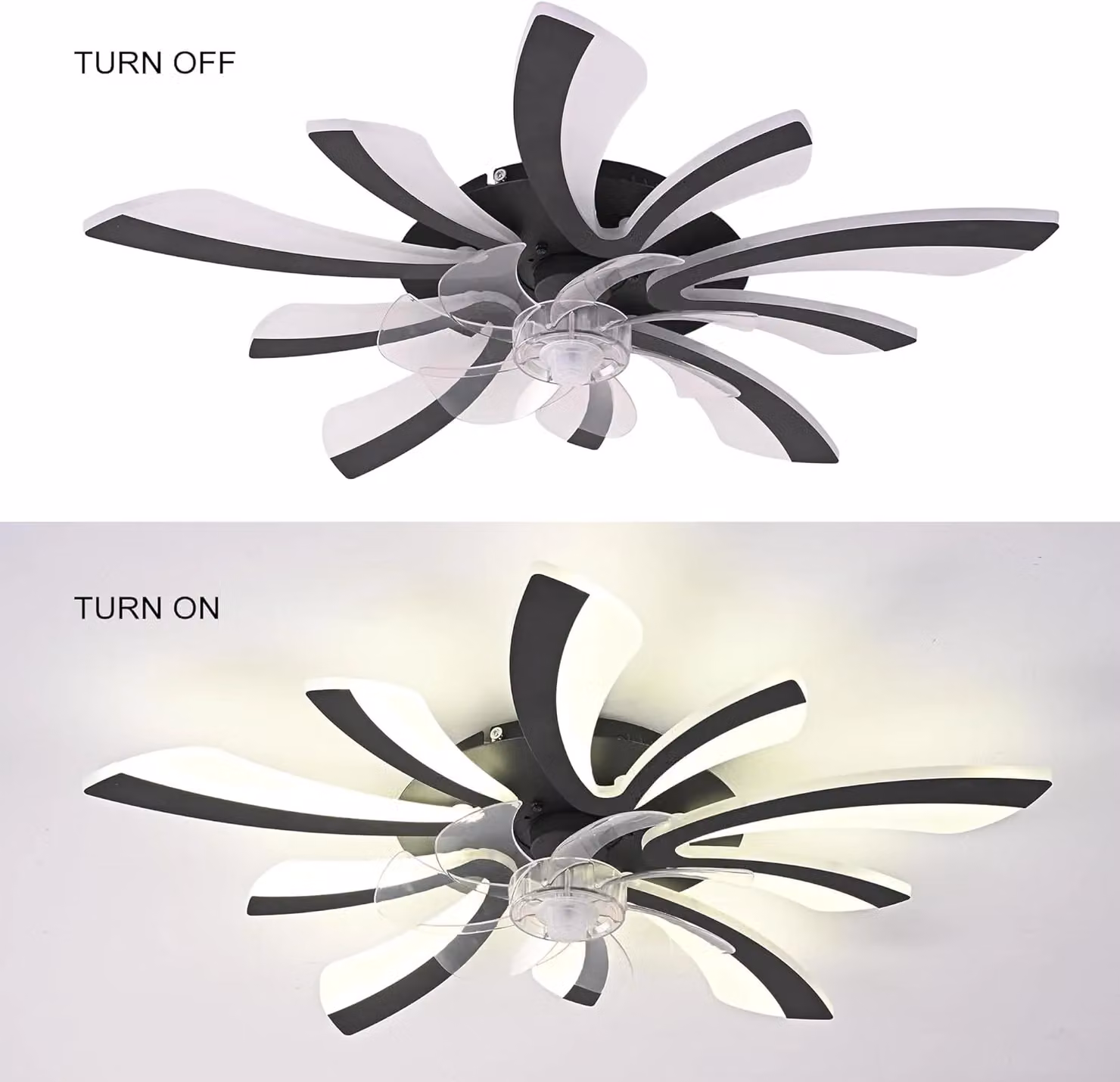 Garwarm Modern Black LED Ceiling Fan with Dimmable Lights and Remote Control – 6