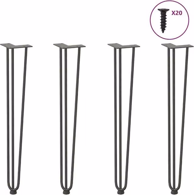 Berkfield Home Hairpin Table Legs, 4 Pieces, Anthracite, Height: 72 cm, Solid Steel