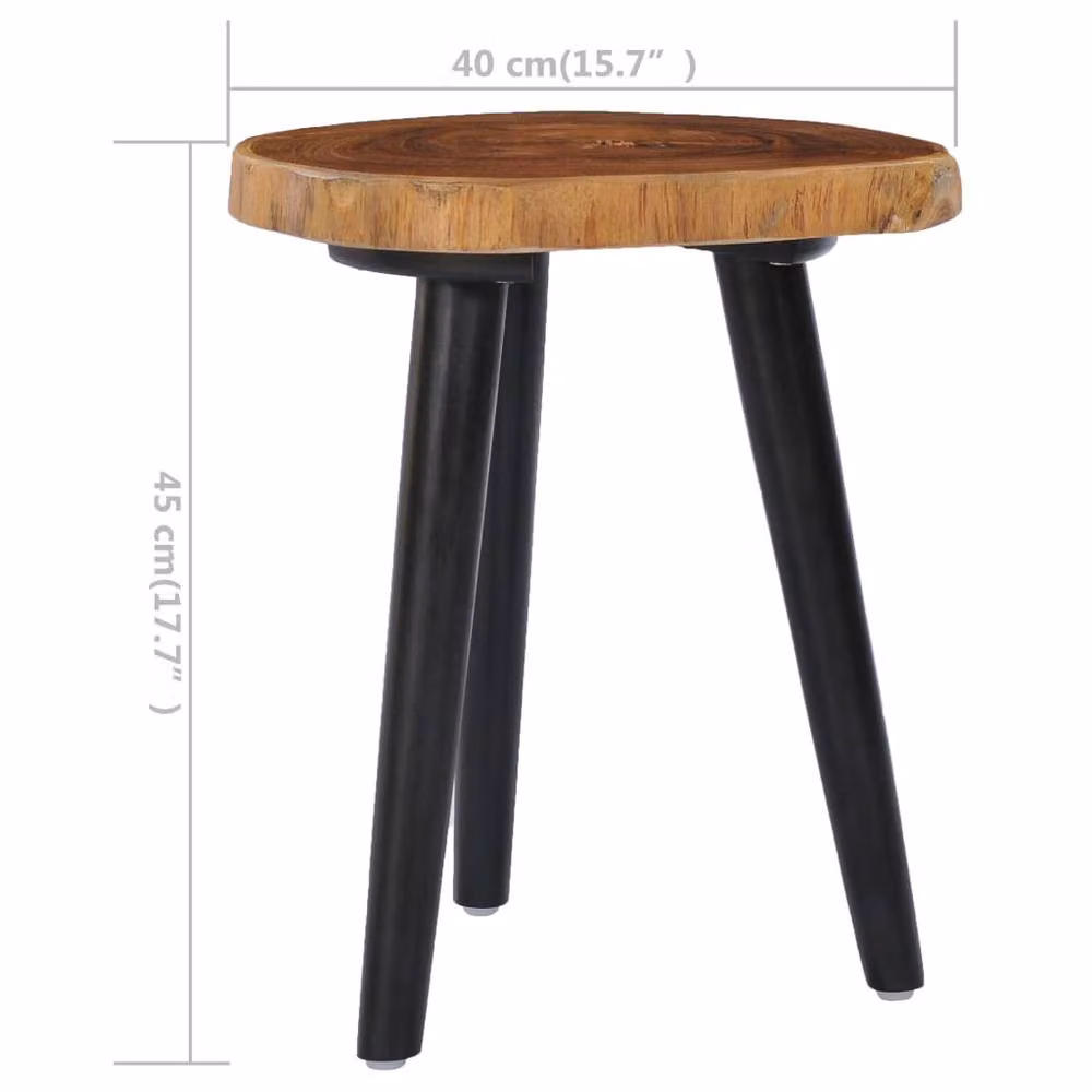 Berkfield Home Round Live Edge Coffee Table in Brown Mango and Teak Wood, W: 45 cm, D: 45 cm, H: 40 cm – 5