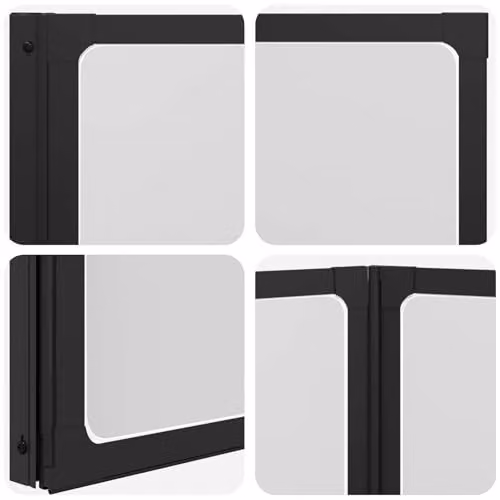 vidaXL Folding Rectangular Shower Screen in Black, W: 132 cm, D: 2 cm, H: 140 cm – 2