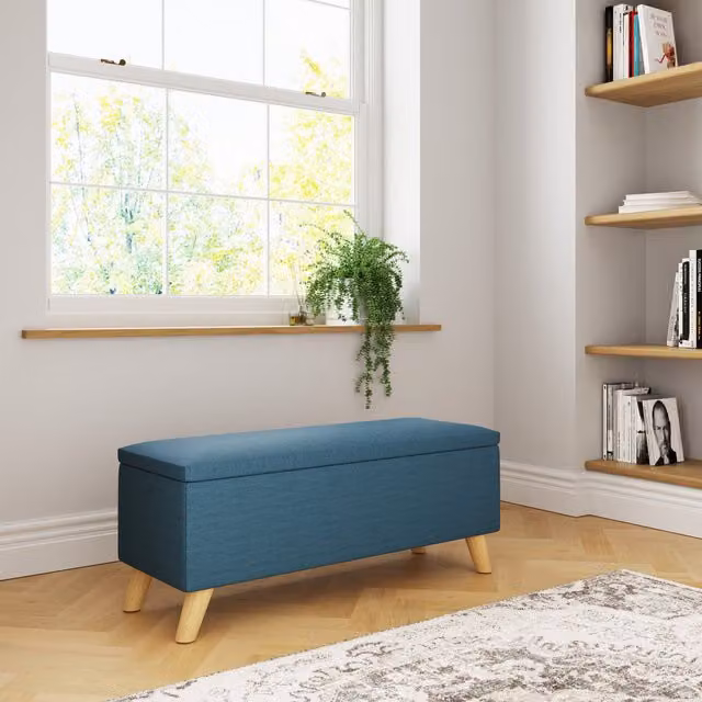 GFW Secreto Fabric Storage Ottoman Bench in Petrol Blue – 2